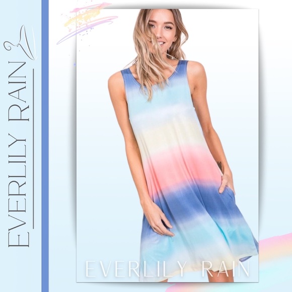LAST ONE! Beautiful Rainbow Striped Tank Dress - Picture 3 of 14